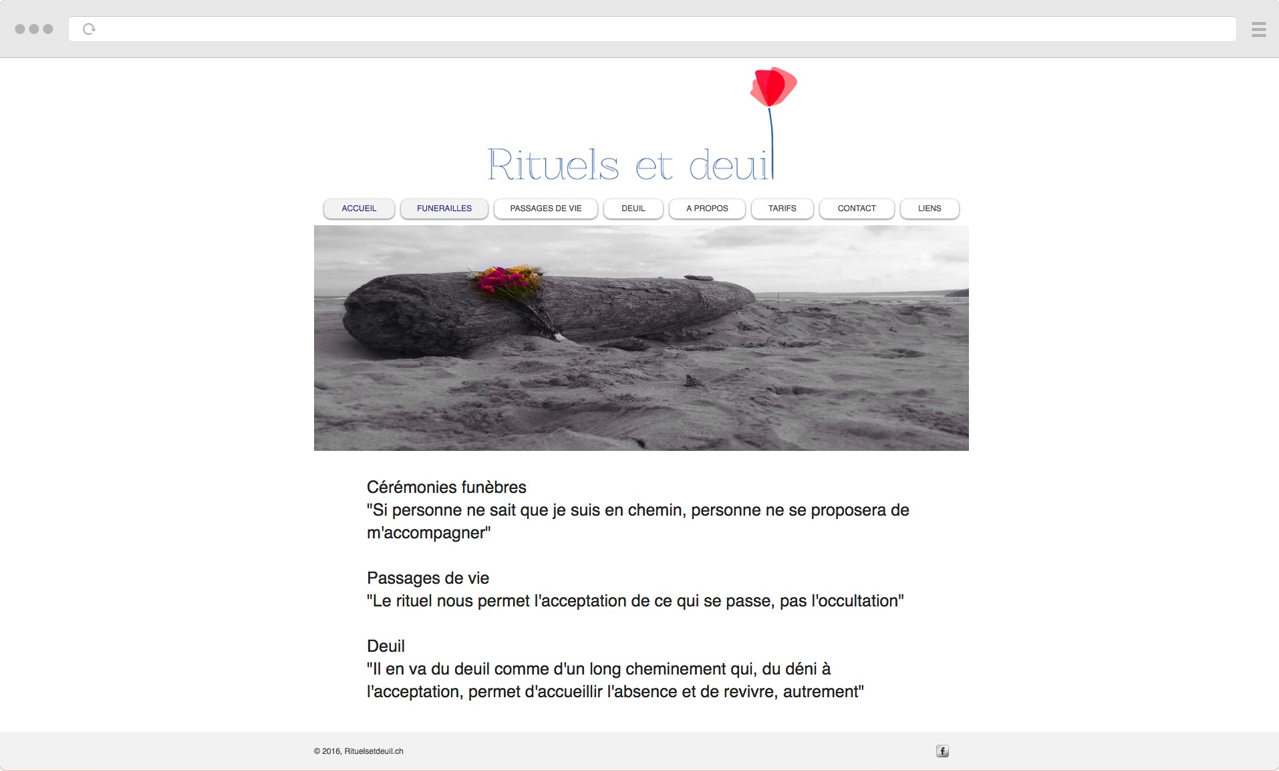 Ancien site de Rituels et Deuil qui a été redesigné par DigitalEra l'Agence Web Suisse