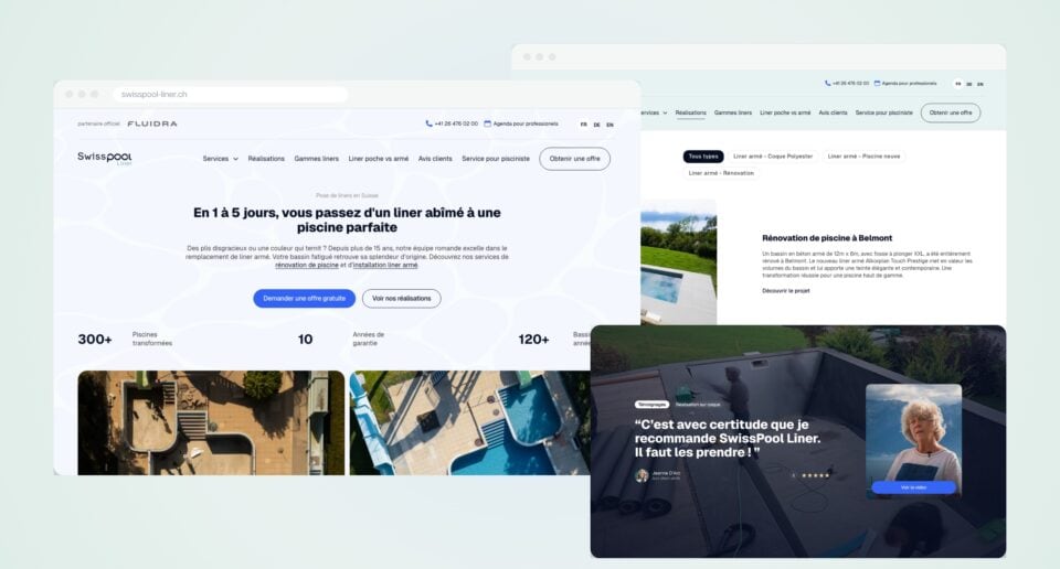 Aperçu du site SwissPool Liner conçu par DigitalEra